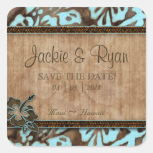 Beach Rett Date Wedding Stickers Hibisken Blume