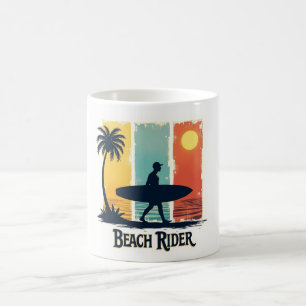 Beach Rider ☕ Retro Surfer Tropische Tasse