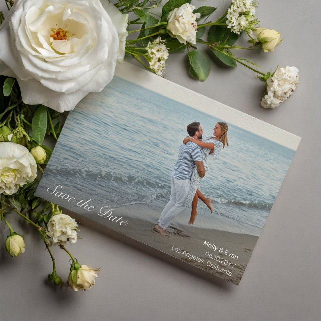 Beach Romance Foto Wedding Save the Date Magneteinladung (Von Creator hochgeladen)