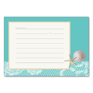 Beach Romance Rezept Card Aqua Tischnummer