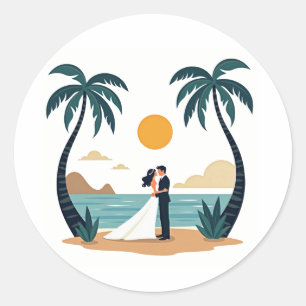 Beach Romance Wedding Sticker