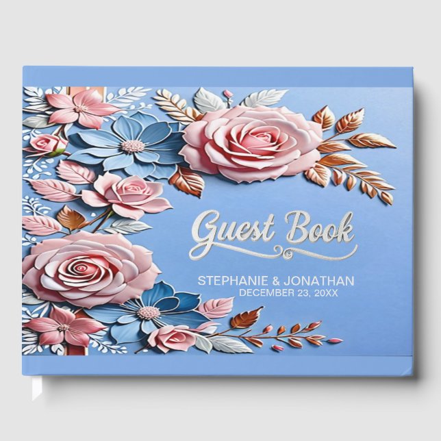 Beach Rose Quartz & Serenity Wedding Gästebuch (Vorderseite)