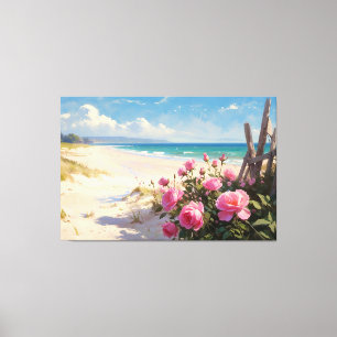 *~* Beach Rose Zäune TV2 Stretchierte Canvas Print Leinwanddruck