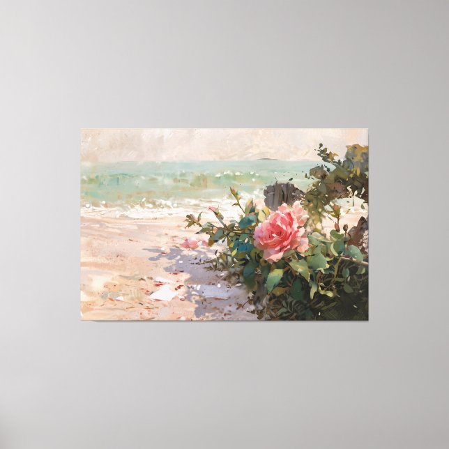 *~* Beach Rosen Nah Up TV2 Stretched Canvas Print Leinwanddruck (Vorderseite)