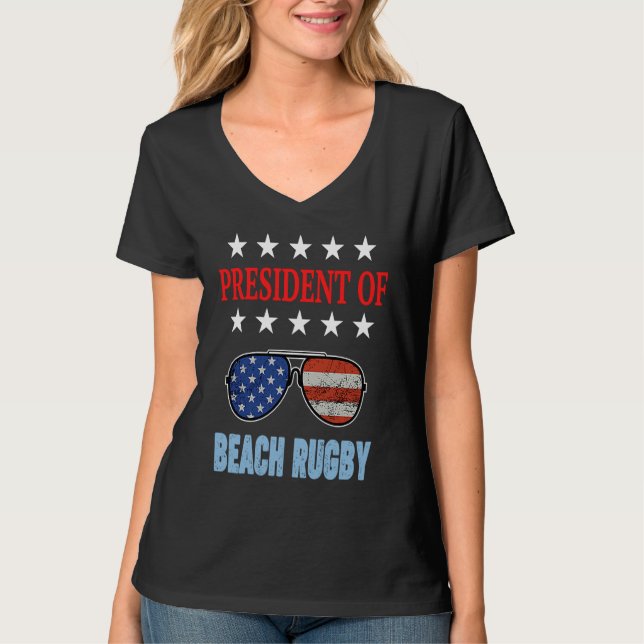 Beach Rugby Accessories  USA Flag Beach Saying T-Shirt (Vorderseite)