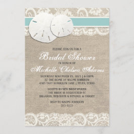 Beach Rustic Burlap Lace Bridal Dusche Einladung