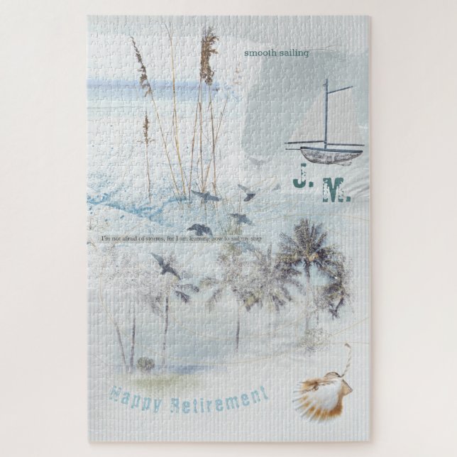 Beach Sand and Sea Collage Happy Retirement (Vertikal)