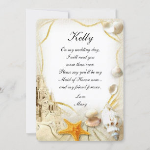 Beach Sand Castle Mariage Maid Of Honor Invitation