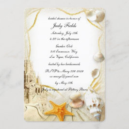Beach Sand Castle Wedding Brautparty Card Einladung
