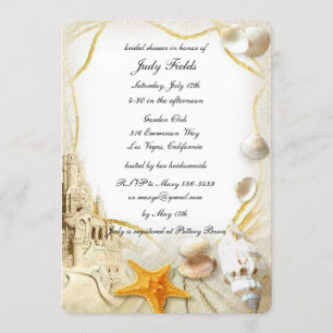 Beach Sand Castle Wedding Brautparty Card Einladung