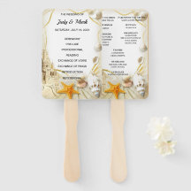 Beach Sand Castle Wedding Programm Fans