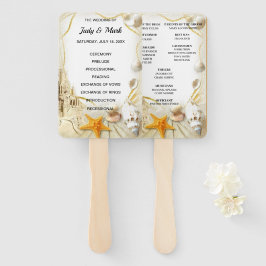 Beach Sand Castle Wedding Programm Fans Fächer