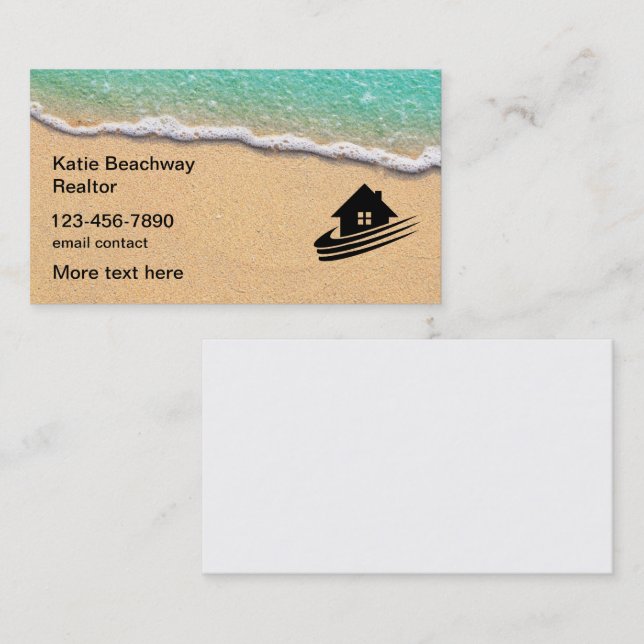 Beach Sand Coastal Realtor Business Cards Visitenkarte (Vorne/Hinten)