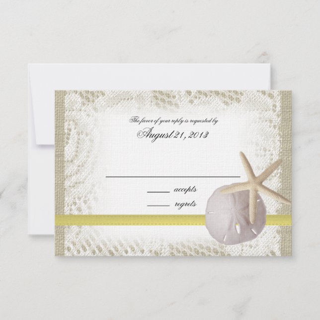 Beach Sand Dollar Hochzeitskarte RSVP Karte (Vorderseite)
