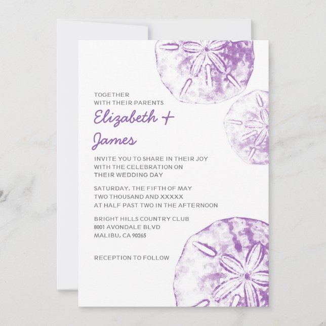 Beach Sand Dollar Wedding Invitations Einladung (Vorderseite)