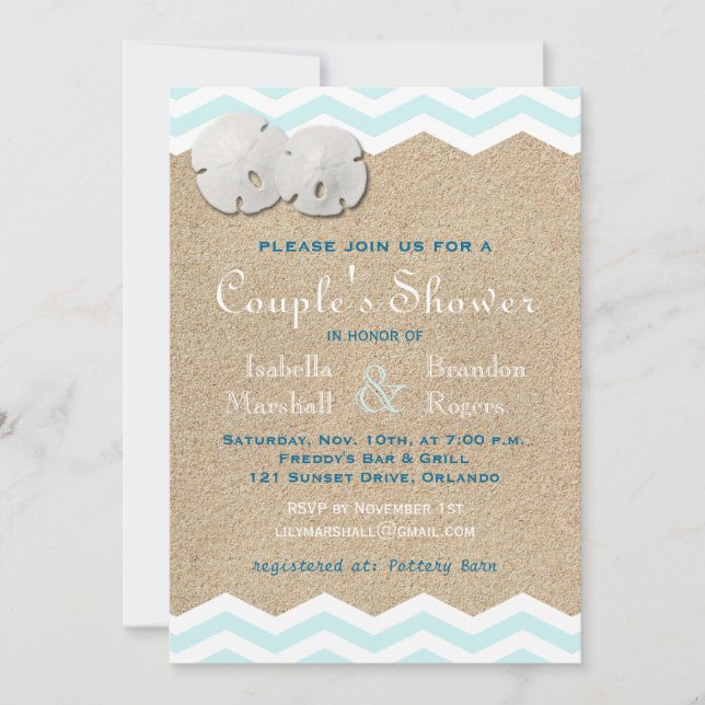 Beach Sand Dollars Couple's Invitation de douche (Devant)