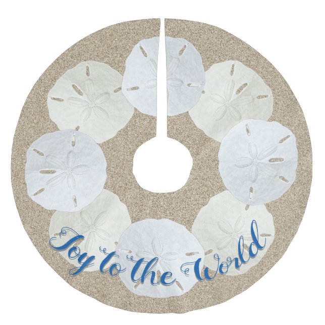 Beach Sand Dollars Kundenspezifisches Weihnachtsfe Polyester Weihnachtsbaumdecke (Vorderseite)
