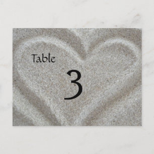 Beach Sand Heart Tischnummer Card