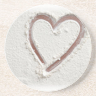 Beach Sand Heart Valentine Sandstein Untersetzer