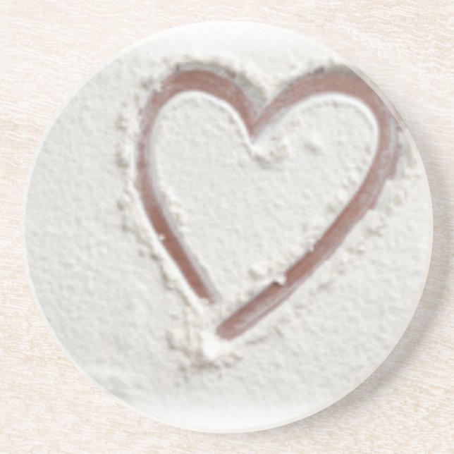 Beach Sand Heart Valentine Sandstein Untersetzer (Vorne)