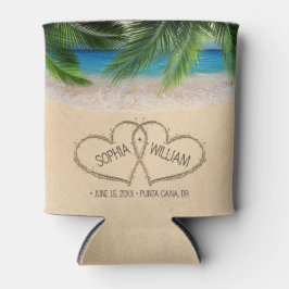 Beach Sand Hearts Palm Wedding Tropical Dosenkühler