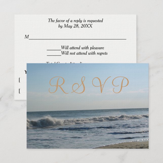 Beach Sand Ocean Waves Hochzeit RSVP (Vorne/Hinten)