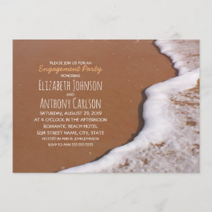 Beach Sand Sea Foam Romantische Engagement Party Einladung