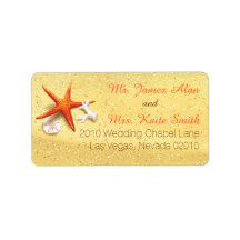 Beach Sand Seashells Hochzeitslabel