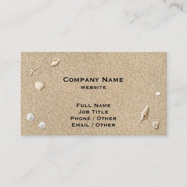 Beach Sand und Seashells Business Card Visitenkarte (Vorderseite)