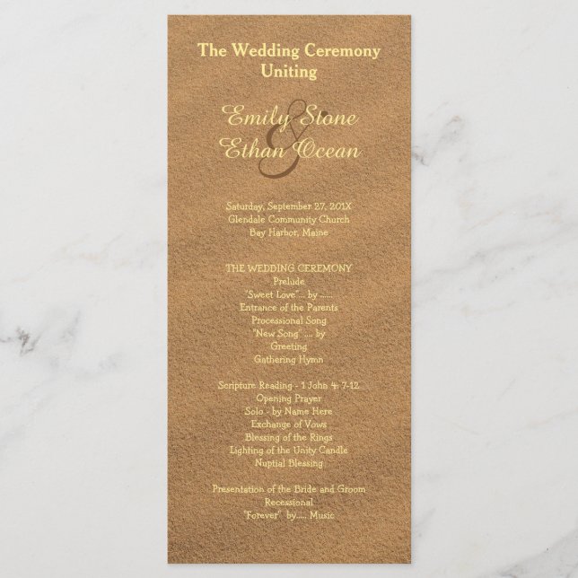Beach Sand Wedding Programm (Vorderseite)