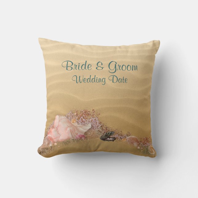Beach Sandy Shore Mariage Coussin VOTRE PHOTO (Recto)