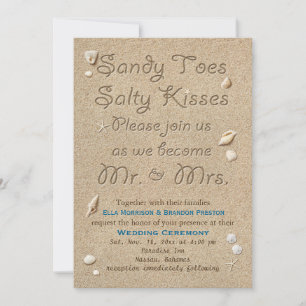 Beach Sandy Toes Salty Kisses Wedding Einladung