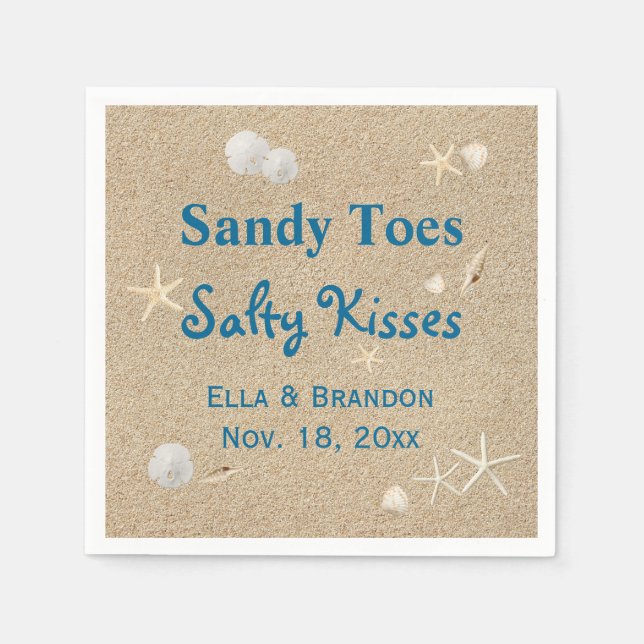 Beach Sandy Toes Salty Kisses Wedding Napkin Serviette (Vorderseite)