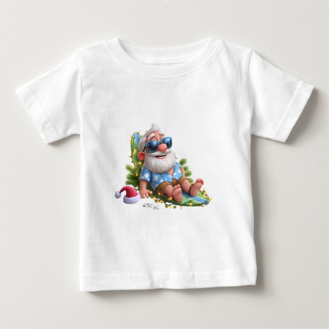 Beach Santa Summer Holiday cute  Christmas Lights  Baby T-shirt (Vorderseite)