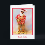 Beach Santa Weihnachtskarte Karte<br><div class="desc">Santa is making a Joyful noise with his saxophone.</div>
