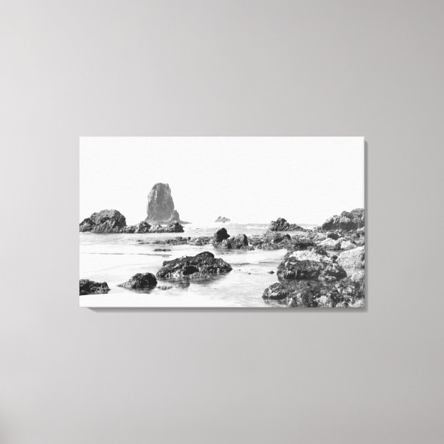Beach Scene at Cannon Beach, Oregon Fotografie Leinwanddruck (Vorderseite)