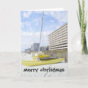 BEACH SCENE "MERRY CHRISTMAS" MIT KATAMARAN FEIERTAGSKARTE