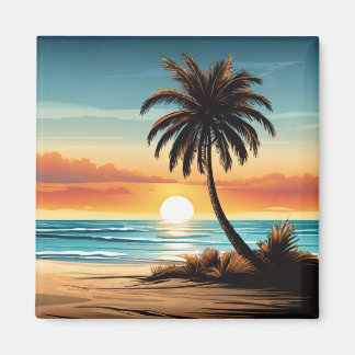 Beach Scene Refrigerator Magnet - Coastal Charm De