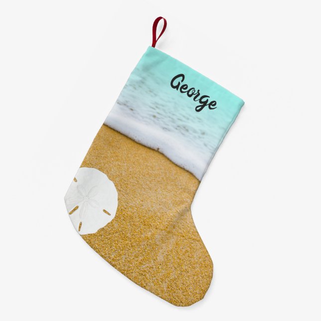 Beach Scene Sand Dollar Doppelter Weihnachtsfest S Kleiner Weihnachtsstrumpf (Vorderansicht (hängend))