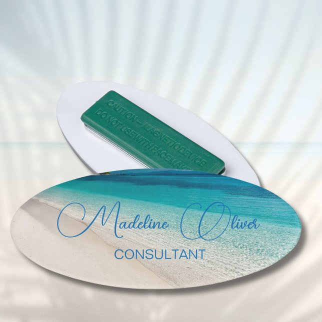 Beach Scene Travel Aqua Blue Modern Namenschild (Von Creator hochgeladen)