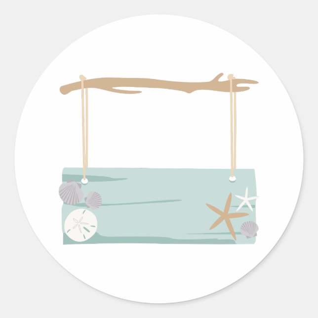 Beach-Schild Runder Aufkleber (Vorderseite)