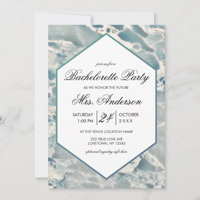 Beach Sea Glass Aqua Junggeselinnen-Abschied Einla Einladung (Vorderseite)