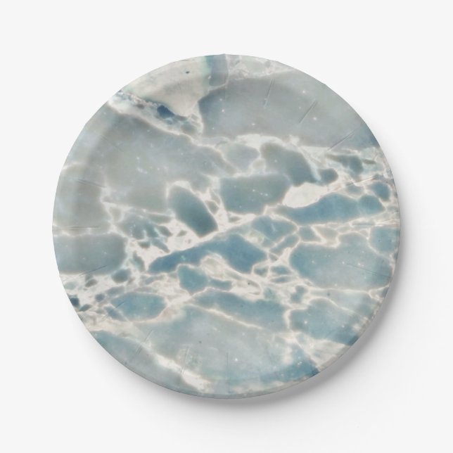Beach Sea Glass Ocean Blues Aquamarin Aqua Marmor Pappteller (Vorderseite)