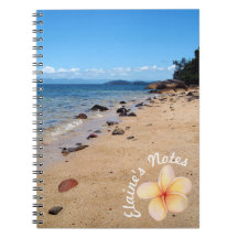 Beach Sea Shells Frangipani Nom Spiral Note Livre