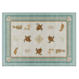 Beach Sea Turtle Seepferd Starfish Muscheln Küche Schneidebrett