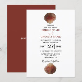 Beach Seashell Clams Wedding Einladungen