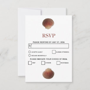 Beach Seashell Clams Wedding RSVP Cards
