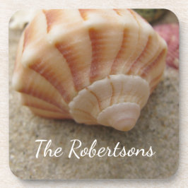 Beach Seashell Coastal Familienname Getränkeuntersetzer