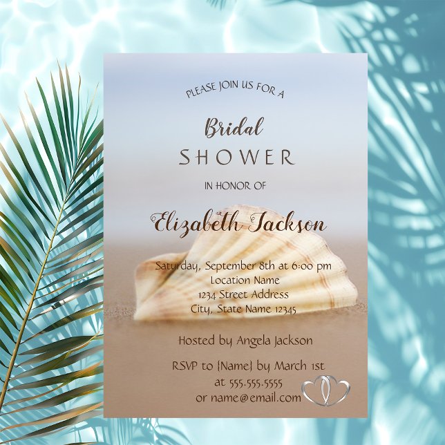 Beach Seashell, Hearts Empfang Einladung (Von Creator hochgeladen)