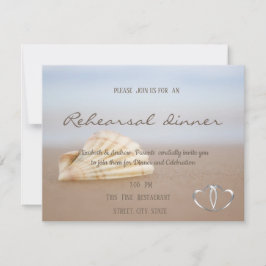 Beach Seashell, Hearts Probe Dinner Einladung